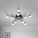 Sleek Metal Semi Flush Mount Ceiling Lamp With Multi-Head And Oval Shade - Stylish Lighting For