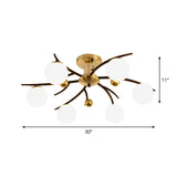 Modern Milk Glass Orb Ceiling Light In Black - Perfect For Living Room Semi Flush Mount