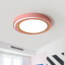 Led Macaron Style Ceiling Lamp For Boys And Girls Bedroom - Acrylic Circle Mount Light Pink /