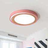Led Macaron Style Ceiling Lamp For Boys And Girls Bedroom - Acrylic Circle Mount Light Pink /