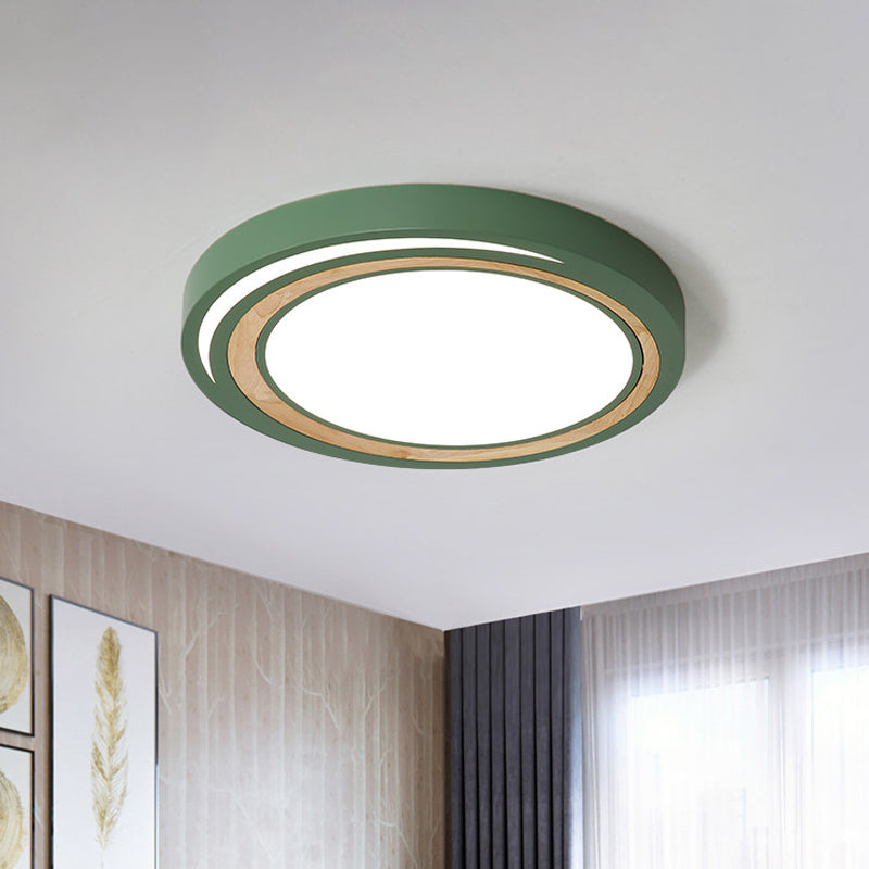 Led Macaron Style Ceiling Lamp For Boys And Girls Bedroom - Acrylic Circle Mount Light