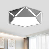 Pentagonal Flushmount Led Ceiling Lamp For Child’s Bedroom - Modern Acrylic Metal Design Grey /