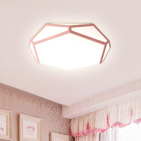 Hexagon Led Ceiling Light In Nordic Candy Colors For Corridors Pink / 16.5 Warm