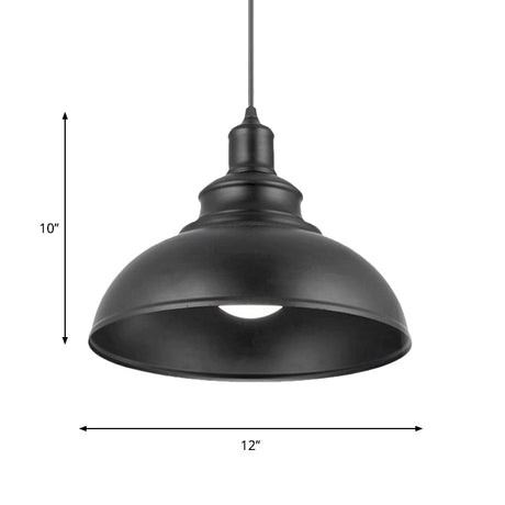 Vintage Style Metallic Black Dome Pendant Lamp With Plug-In Cord