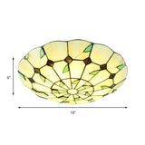 Stained Glass Tiffany Ceiling Light Fixture - 3 Bulbs Bowl Flush Lighting For Living Room