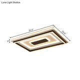 18’/21.5’/35.5’ Wide Led Flush Mount Light - Black Square/Rectangular Fixture For Living Room