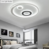 18’/21.5’ Dia Led Flush Lamp Kit - Modern Metallic White Ceiling Light With Warm/White