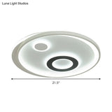 18’/21.5’ Dia Led Flush Lamp Kit - Modern Metallic White Ceiling Light With Warm/White