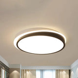 18/23.5 Dia Black Led Flush Mount Ceiling Light - Simple Metal Design With Acrylic Diffuser