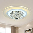 18’/23.5’ Led Round Flush Light Fixture - Elegant White Crystal Mount Lighting For Living Room