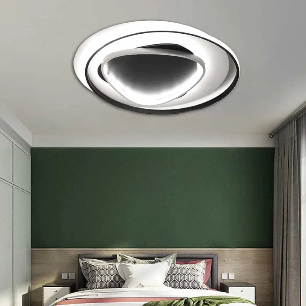 18’/23.5’ Wide Acrylic Circle Flushmount Led Ceiling Light - Modern Black Design In Warm/White
