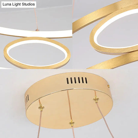18’/23.5’ Wide Modern Acrylic Led Gold Chandelier Pendant Lamp In White/Warm Light For Living Room