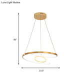18’/23.5’ Wide Modern Acrylic Led Gold Chandelier Pendant Lamp In White/Warm Light For Living Room
