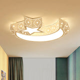 18/23.5 Wide Stars Moon Flush Mount Light Modern Acrylic Led White Ceiling In White/3 Color / 18 3