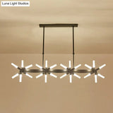 18/24-Light Linear Acrylic Shade Ceiling Pendant For Dining Room - Black/White/Gold Ideal Over