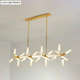 18/24-Light Linear Acrylic Shade Ceiling Pendant For Dining Room - Black/White/Gold Ideal Over