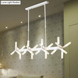 18/24-Light Linear Acrylic Shade Ceiling Pendant For Dining Room - Black/White/Gold Ideal Over