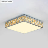 18’/35.5’ Retro Style Mosaic Glass Cube Ceiling Light With 1 Bulb - Beige Finish