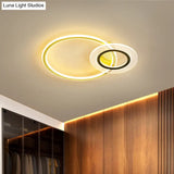 18.5’/21.5’ Modernist Metallic Led Bedroom Ceiling Flush Lamp - Black/Black - Gold