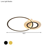 18.5’/21.5’ Modernist Metallic Led Bedroom Ceiling Flush Lamp - Black/Black - Gold