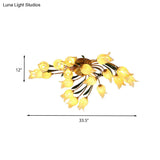 18 - Light Brass Led Ceiling Semi - Flush Mount For American Garden Inspired Living Rooms