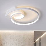 Minimalistic Curled Led Flush Light Fixture In Metal Black/White 16.5/20.5 Wide - Warm/White Ceiling