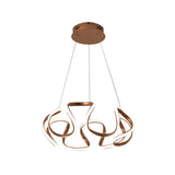 Modern Curvy Circle Led Pendant Chandelier In Metallic Brown