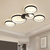 Modern Metal Bubble Rings Flush Mount Led Ceiling Light - 3/4/5-Head Black Surface 5 /
