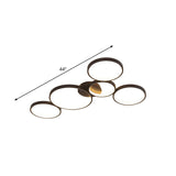 Modern Metal Bubble Rings Flush Mount Led Ceiling Light - 3/4/5-Head Black Surface