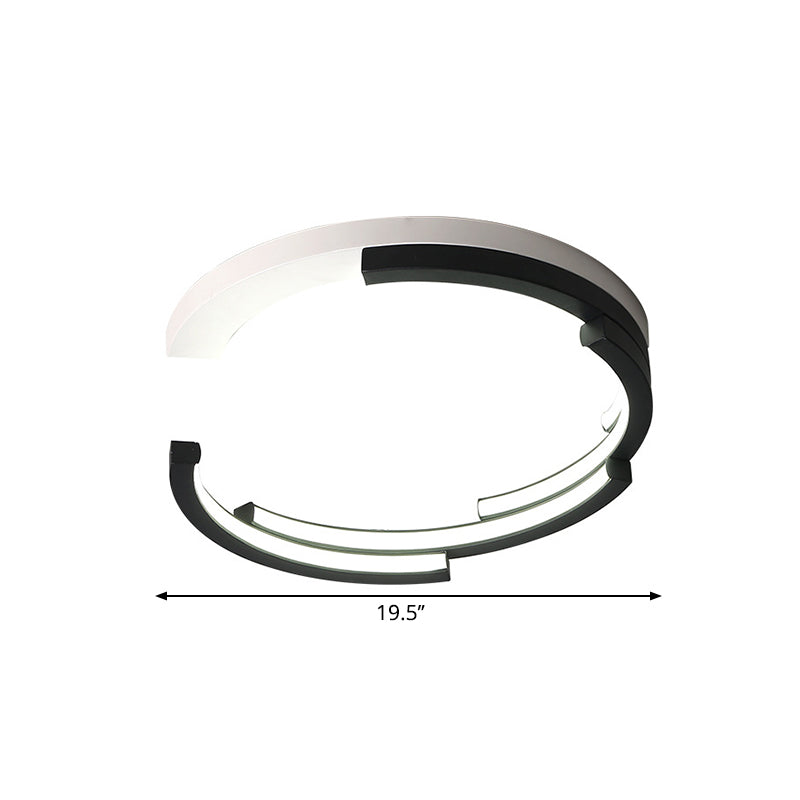 C-Shaped Led Flushmount Ceiling Light Minimalist Acrylic 16/19.5 Wide Black/White 3 Color
