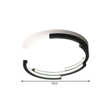 C-Shaped Led Flushmount Ceiling Light Minimalist Acrylic 16/19.5 Wide Black/White 3 Color