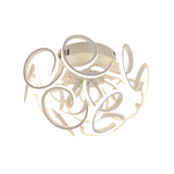 Modern Metal Semi Flush Ceiling Light - Twisted Strip Design 9/12 - Light White Led