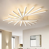 Burst Design Acrylic Ceiling Light - Modernist White Led Semi Flush Mount Lighting In Warm/White