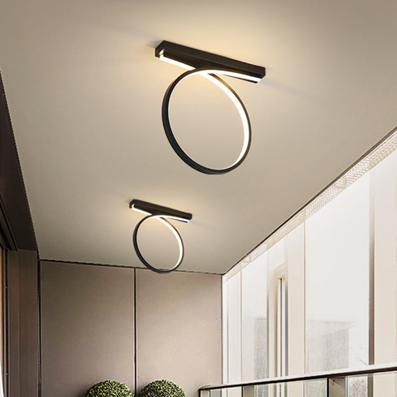Black/Gold Flush Mount Ceiling Light Simplicity Metal Led Flushmount (Warm/White Light) For