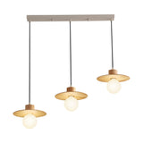 Modern Wood Hanging Lamp Kit - 3-Head Ceiling Light For Dining Room In Beige