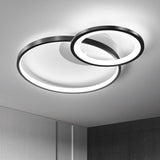16/19.5 Minimal Iron Bedroom Led Ceiling Mount Lamp - Warm/White Light Black