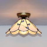 Tiffany Style Nautical Stained Glass Flush Light Fixture - Clear/White/Orange/Pink/Blue For Hallway