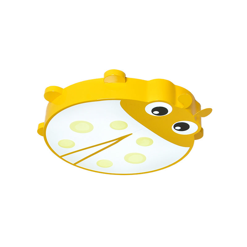 Ladybug Cartoon Ceiling Light: Acrylic & Metal Mount For Kindergarten