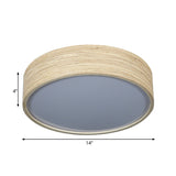 Modern Led Flushmount Lighting - Round Bamboo Shade Warm/White Light 10/14 W