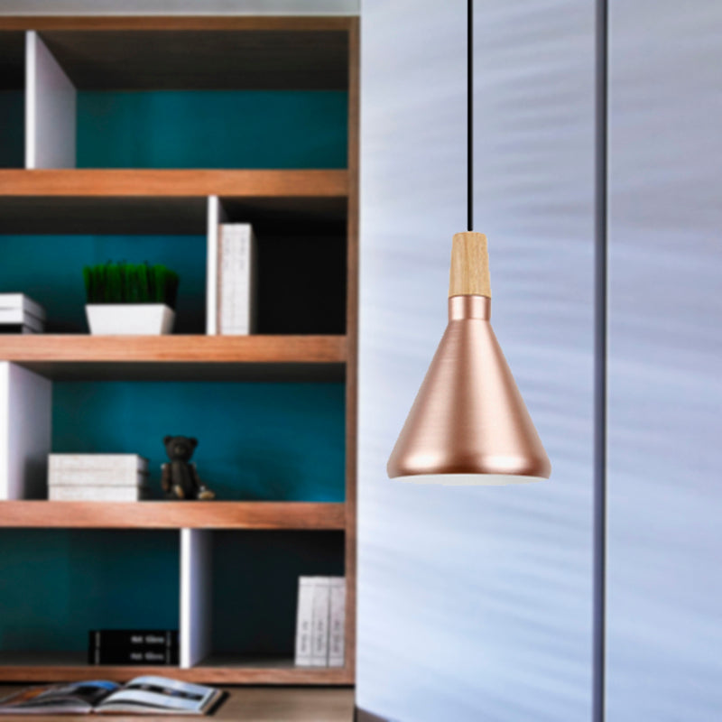 Modern Rose Gold Pyramid Pendant Lamp - Aluminum Hanging Light For Study Room / 7