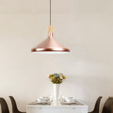 Modern Rose Gold Pyramid Pendant Lamp - Aluminum Hanging Light For Study Room