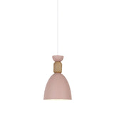 Dining Room Metal-Wood Domed Suspension Light: Macaron Hanging Light Fixture