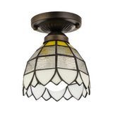 Vintage Stained Glass Flush Mount Light Fixture For Bedroom