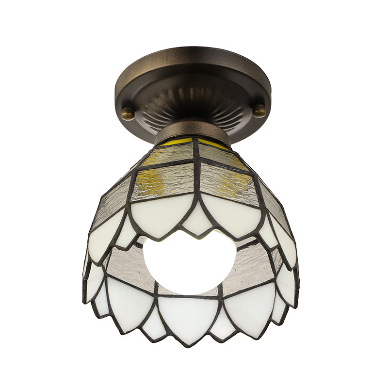 Vintage Stained Glass Flush Mount Light Fixture For Bedroom