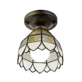 Vintage Stained Glass Flush Mount Light Fixture For Bedroom