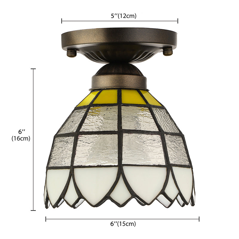 Vintage Stained Glass Flush Mount Light Fixture For Bedroom