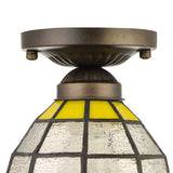 Vintage Stained Glass Flush Mount Light Fixture For Bedroom