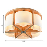 Modernist Brown Bedroom Flush Mount Ceiling Light With Cylinder Wood Shade (4/6 Lights)