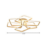 Modernist White Led Acrylic Semi Flush Lighting: 6 Rectangular Rings 31.5/39 Wide