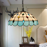 Hand Rolled Art Glass Ceiling Light - Tiffany Pink/Light Blue/Green Pendant For Bedroom Blue